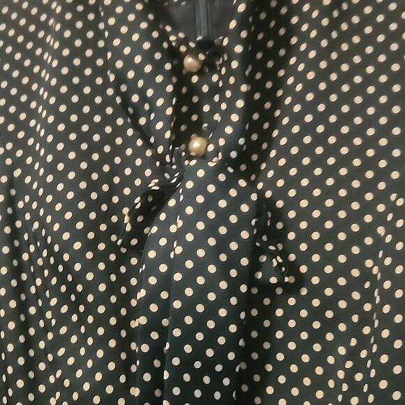 Jane Xuan Vintage dress dark green with white polka dots and beads buttons - Picture 3 of 9